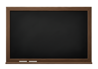 Empty Black Chalkboard with Vintage Wooden Frame for School Isolated on Transparent Background PNG
