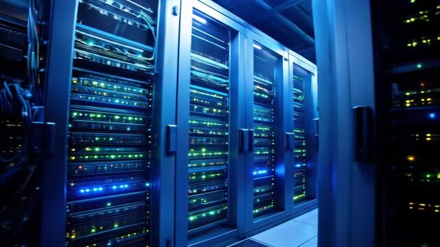 Data Center Servers: Rows of Network Equipment