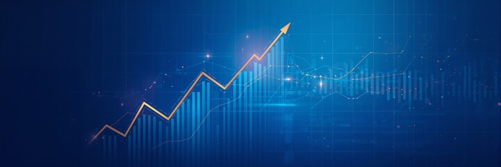 Dynamic financial growth chart with ascending arrow for modern business success and investment opportunities in global markets