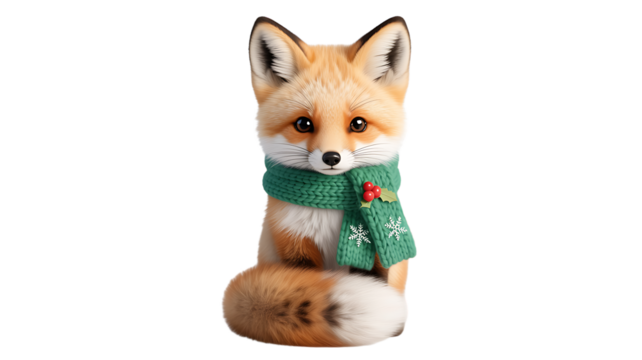 Red fox cub toy isolated on white background looking cute and small like a young pet animal