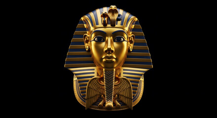 Golden Pharaoh's Mask: An exquisite golden mask of a pharaoh, radiating opulence and mystery, an emblematic portrayal of ancient culture and regal power.