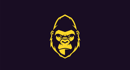 Stylized yellow gorilla head on a dark purple background. A strong, bold, and modern design