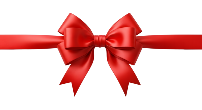 Crimson Bow Adornment: A meticulously crafted crimson bow, with flowing ribbons, perfectly positioned to adorn a gift.