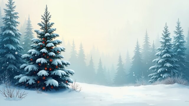 abstract winter landscape fir border christmas tree