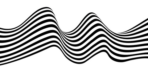 Abstract vector background with black and white wave lines pattern design and light swirl curve art illustration texture element