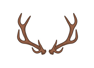 A precise illustration of deer or reindeer antlers set against a white background, representing a protective feature of a forest animal, rendered in monochrome realistic vector form with an elegant