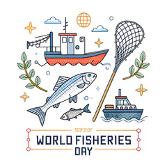 World Fisheries Day Celebration, Sustainable Fishing Practices Awareness, Marine Conservation and Fisheries Protection, Global Fish Industry and Ocean Sustainability, Fishing Community Culture and Coa