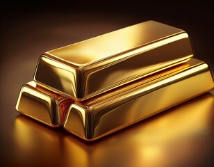 two gold bars overlap glossy rectangular