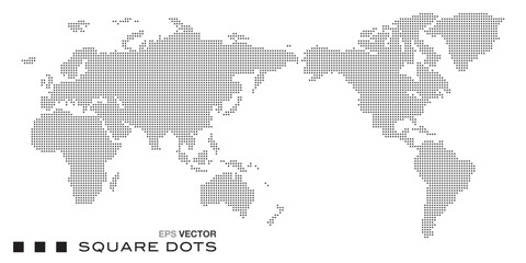 World map. Square dots. Vector illustration.	