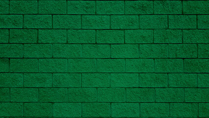 Brick tile green wall background and texture.