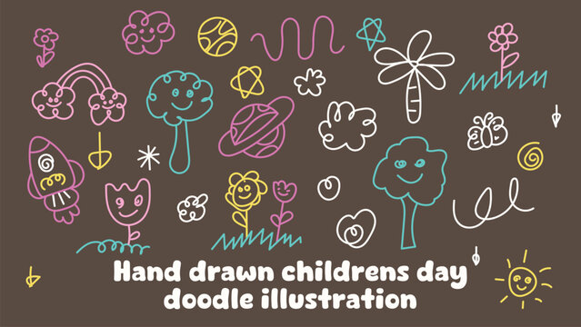 Hand-Drawn Children&rsquo;s Day Doodle Illustration - Cute Kids Sketch