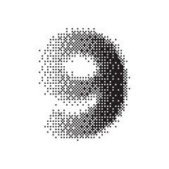 9 alphabet halftone dotted effect logo icon vector illustration eps