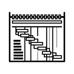 Black and white icon representing a gantt chart or project timeline with tasks and milestones isolated on