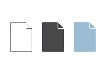 Three simple paper sheet icons in varying shades and colors displayed