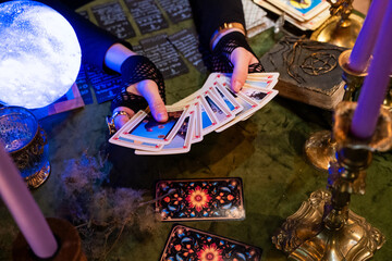 Atmospheric interior for a tarot reader, occult practices, and astrology