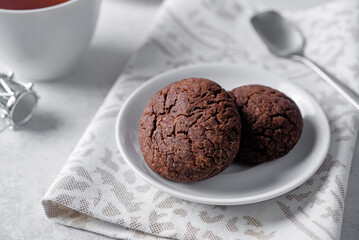 Chocolate chip cookies in a plate for the Christmas holidays