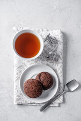 Chocolate chip cookies in a plate for the Christmas holidays