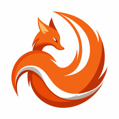 Obraz premium Stylized orange fox logo design Vector, illustration