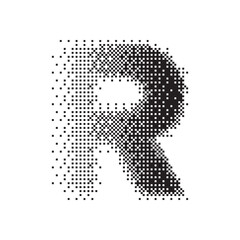 r alphabet halftone dotted effect logo icon vector illustration eps