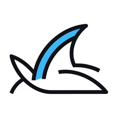Stylized shark fin icon with blue accent Vector, illustration