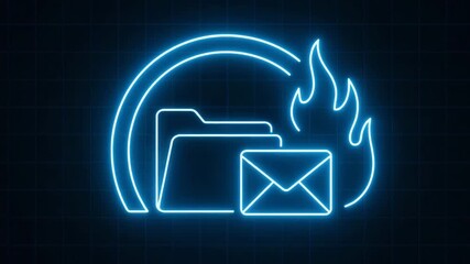 A glowing neon illustration of folders and an email symbol, evoking urgency and digital communication in modern technology. - Powered by Adobe