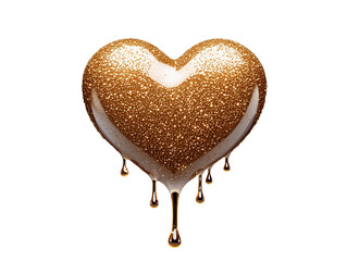 Dripping Gold Glitter Heart on Transparent Background