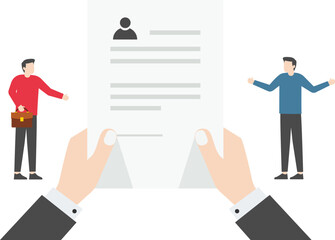 Hiring, several businessmen sitting in a row waiting to check resume

