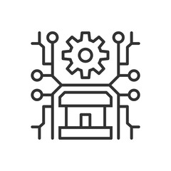 Smart Home System Icon - House With Gear Icon