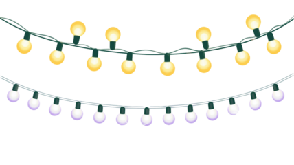Festive string lights glowing in warm yellow and cool white create a joyful party atmosphere for holiday celebrations and winter events with charming illumination