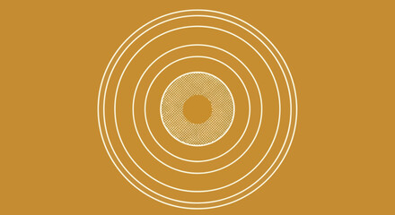 Concentric rings with a center circle, on a gold background