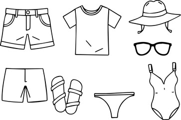 Doodle Collection Set: Apparel, Frozen Desserts, and Outdoor Adventure