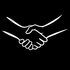 Fototapeta premium Handshake illustration representing agreement or partnership on a black background