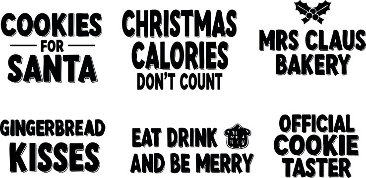 Christmas cookie quotes for Santa holiday festive merry bakery vector illustration