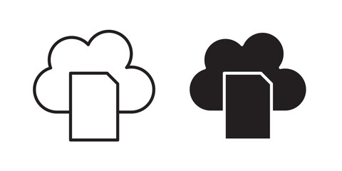 Cloud File icon, Hand drawn Cloud computing icon. Cloud computing sketch icon for infographic, website or app. Vector illustration with stroke and fill on a white background.