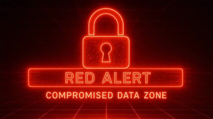 A neon red alert sign indicating a compromised data zone, symbolizing cybersecurity risks and digital threats. - Powered by Adobe