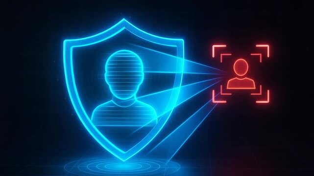 Futuristic digital shield protecting personal data with enhanced security features in a visually striking neon style.