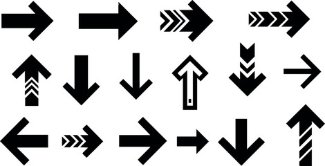Black arrow icons set different directions simple vector illustration collection design elements