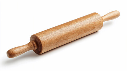 Wooden rolling pin resting on a clean surface in a kitchen setting