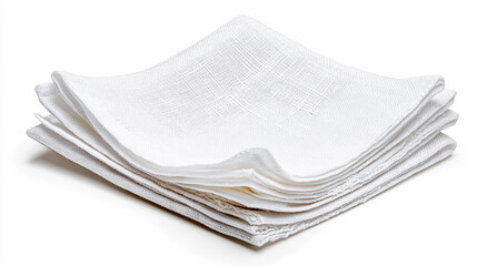 White linen napkins stacked neatly for a dining table setting