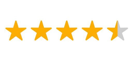 golden 4.5 stars rating rate on transparent background