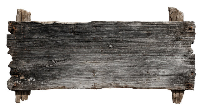 Blank vintage wooden sign board providing copy space for text messages, advertising, announcements, or a rustic design element with weathered wood texture on transparent background, png