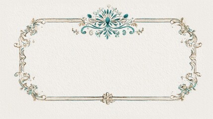 Vintage ornamental frame displaying royal blue and gold decorative filigree scrollwork on textured cream paper, creating an elegant antique border for invitations or certificates