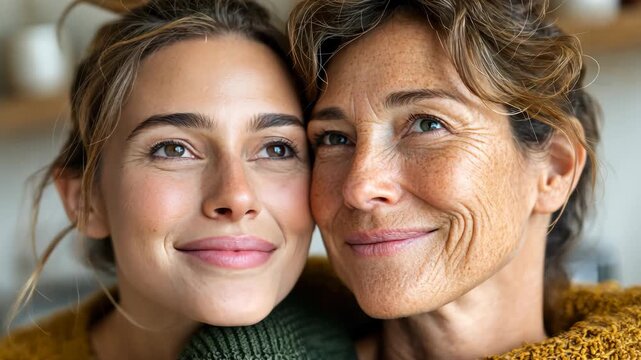 Heartwarming motherdaughter moments captured in closeup with genuine smiles and tender affection