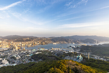 Impressive view from the observation deck at the summit of Mount Inasa in Nagasaki in Japan