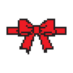 Obraz premium Pixel Christmas ribbon icon vector illustration. Gift ribbon.