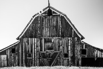 A Black and White Image of an Old Barn in the Western United States © David Maki