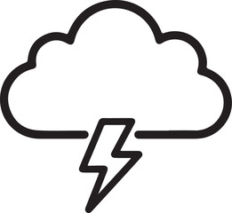 Dynamic storm cloud with a bright lightning bolt and thunder sound waves perfect for weather alerts and natural phenomena