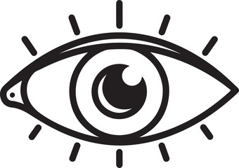 Simple flat outline of an eye representing vision sight and optical concepts in a clean graphic design