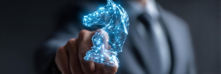 A man is holding a chess in his hand .