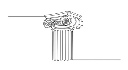 Classic Roman column with intricate details in minimalist style  